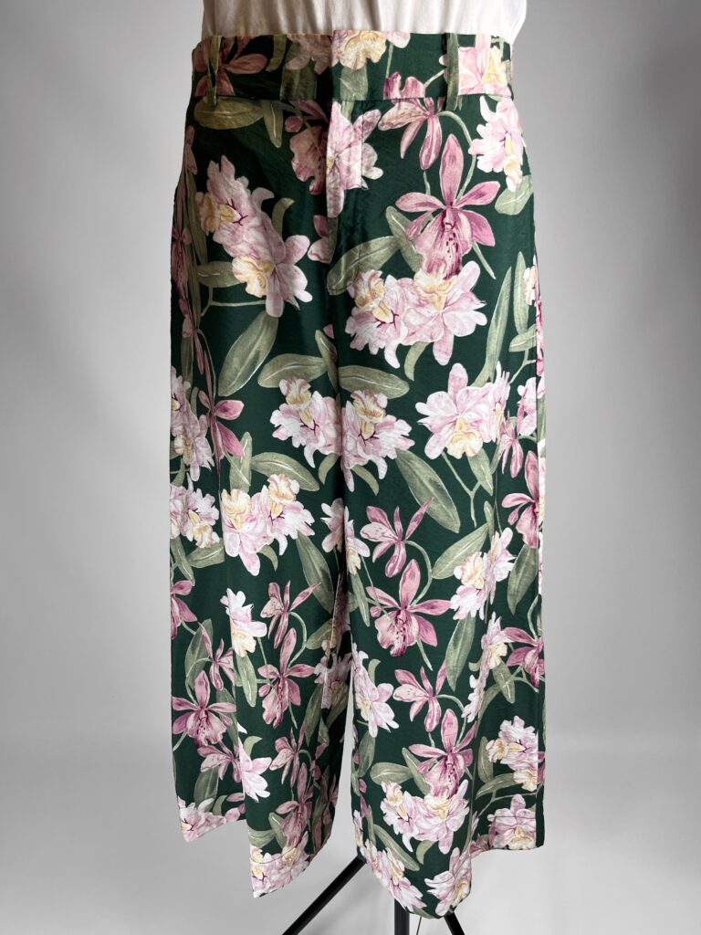 Mango spodnie damskie wide leg palazzo w kwiaty 84% wiskoza zielone XL