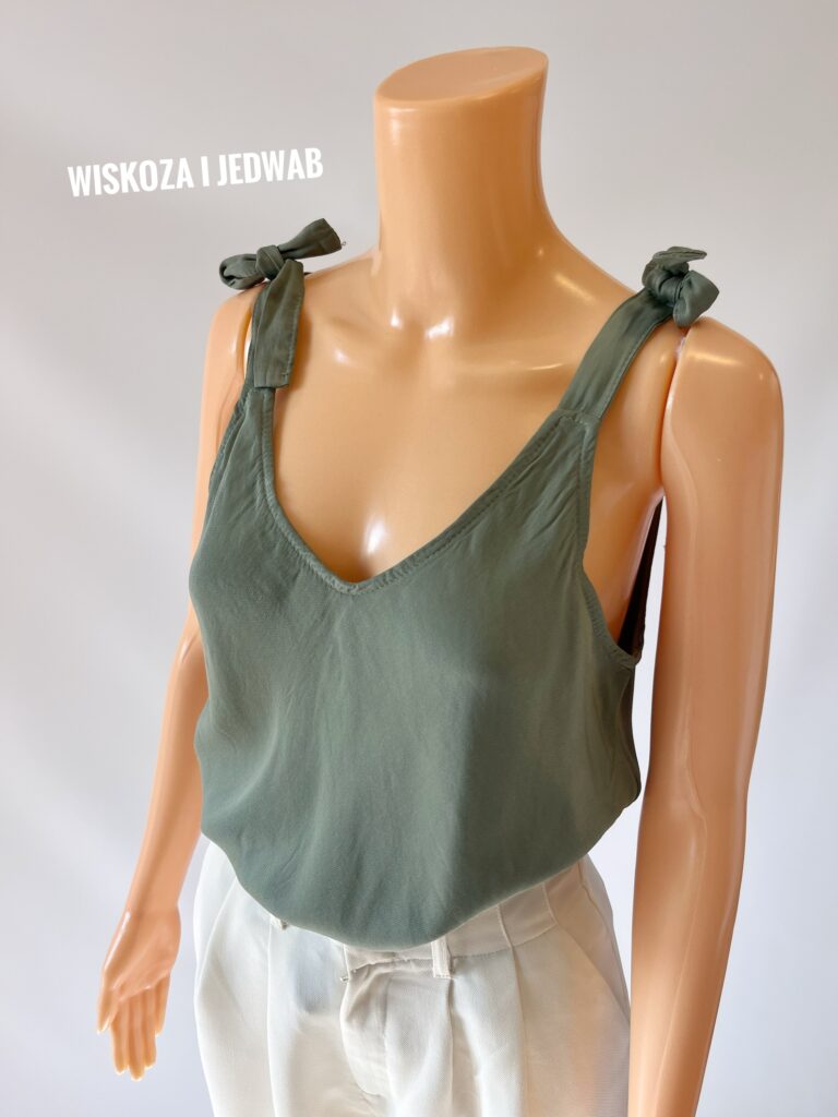 Top damski z jedwabiem khaki M