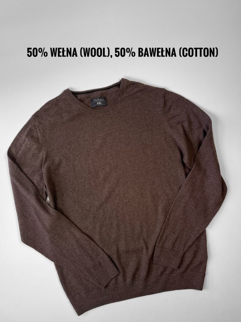Brązowy sweter z wełny i bawełny
