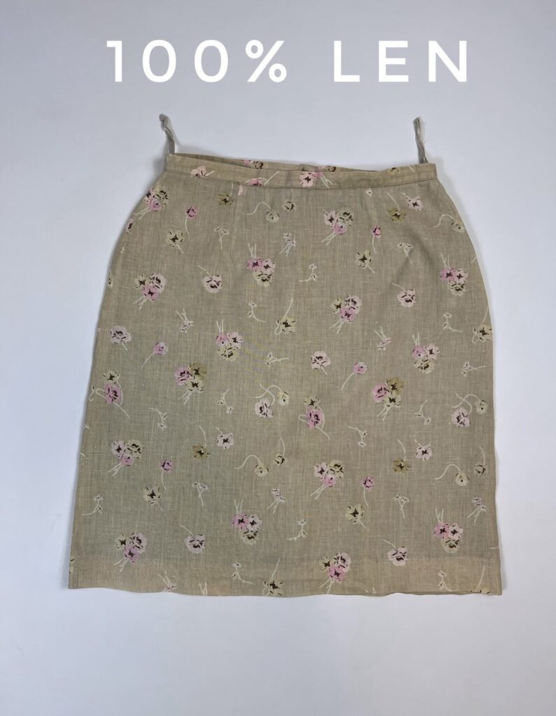 lniana spódnica  mini w kwiaty