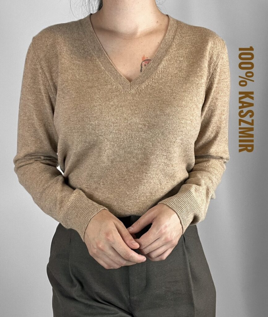 Galeria Cashmere – damski sweter 100% kaszmir, camel, rozmiar 40