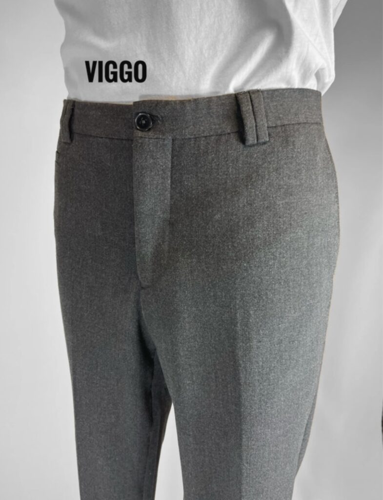 VIGGO – męskie spodnie garniturowe szare melanżowe 34R / W34, regular